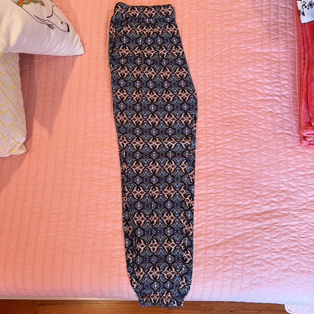 Blue and pink genie pants, size small
